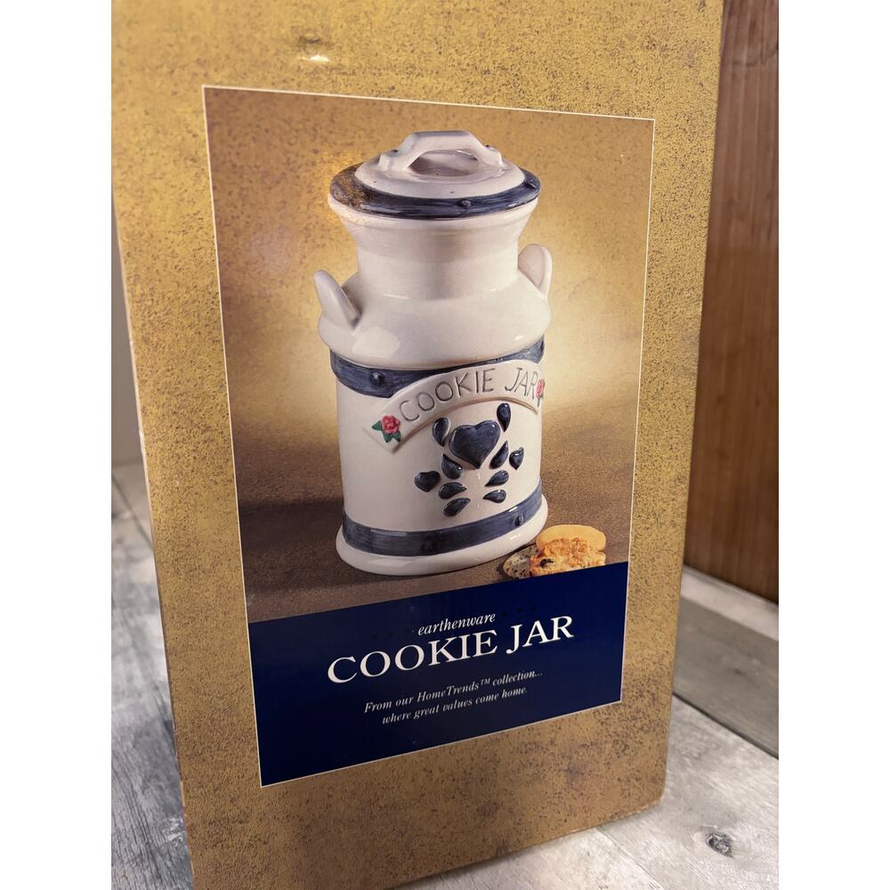 Vintage Ceramic Cookie Jar Jay Import Co 1996 Cottage Country BLUE AND WHITE!!